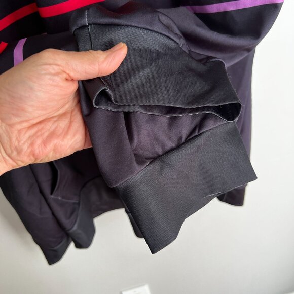 Women's Plus Pullover Hoodie Sweater Size 1X Rainbow Stripe in Dark Navy - Picture 5 of 11